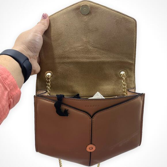 SANDRO Beige Crossbody Bag With Gold Accent Strap - Picture 5 of 9